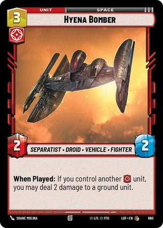 Image for Hyena Bomber (Foil) (660) (Legends of the Force) - Star Wars: Unlimited