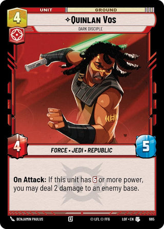 Image for Quinlan Vos - Dark Disciple (Foil) (665) (Legends of the Force) - Star Wars: Unlimited