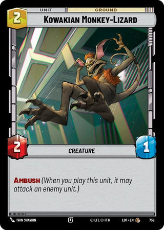 Image for Kowakian Monkey-Lizard (Foil) (759) (Legends of the Force) - Star Wars: Unlimited