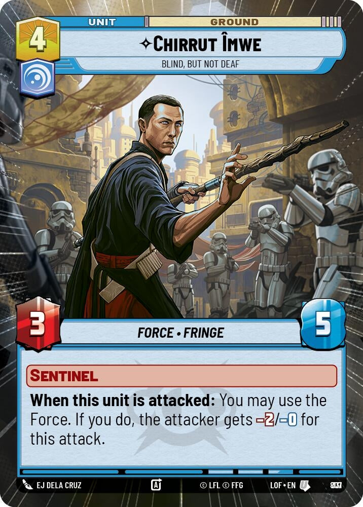 Image for Chirrut Imwe - Blind, but not Deaf (Hyperspace Foil) (807) (Legends of the Force) - Star Wars: Unlimited