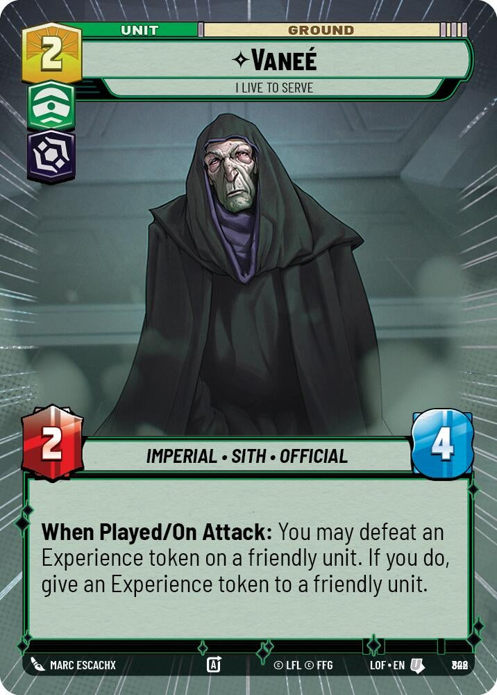 Image for Vanee - I Live to Serve (Hyperspace Foil) (822) (Legends of the Force) - Star Wars: Unlimited