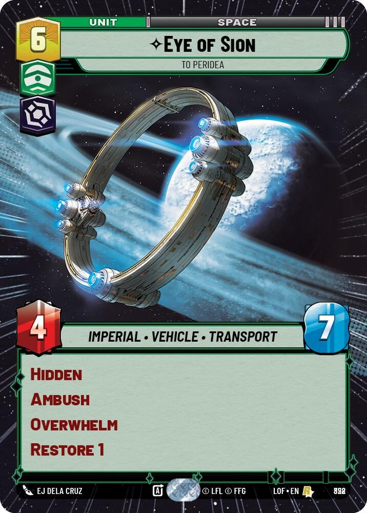 Image for Eye of Sion - To Peridea (Hyperspace Foil) (828) (Legends of the Force) - Star Wars: Unlimited