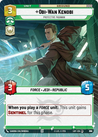 Image for Obi-Wan Kenobi - Protective Padawan (Hyperspace Foil) (836) (Legends of the Force) - Star Wars: Unlimited