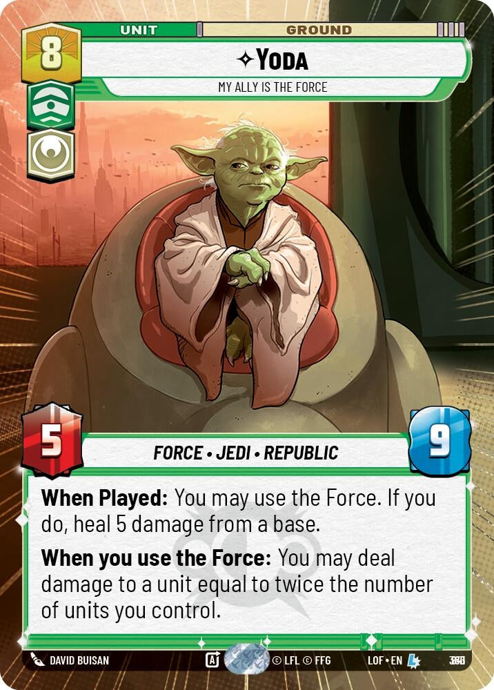 Image for Yoda - My Ally is the Force (Hyperspace Foil) (841) (Legends of the Force) - Star Wars: Unlimited