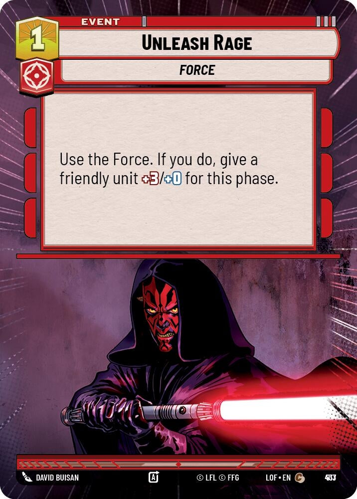Image for Unleash Rage (Hyperspace Foil) (913) (Legends of the Force) - Star Wars: Unlimited