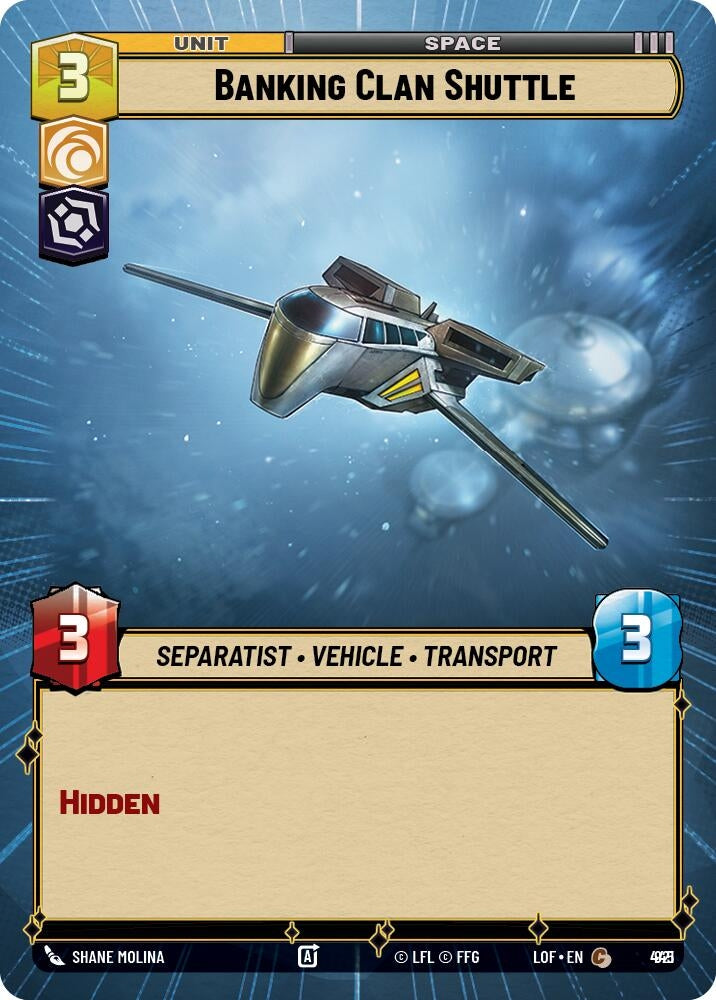Image for Banking Clan Shuttle (Hyperspace Foil) (921) (Legends of the Force) - Star Wars: Unlimited