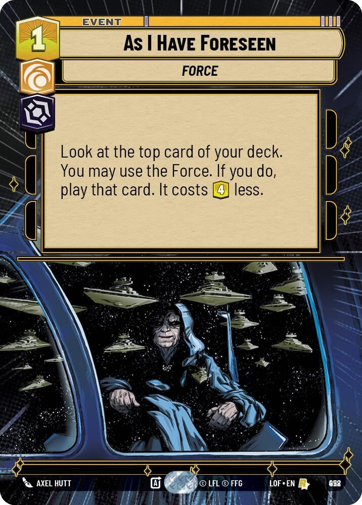 Image for As I Have Foreseen (Hyperspace Foil) (928) (Legends of the Force) - Star Wars: Unlimited