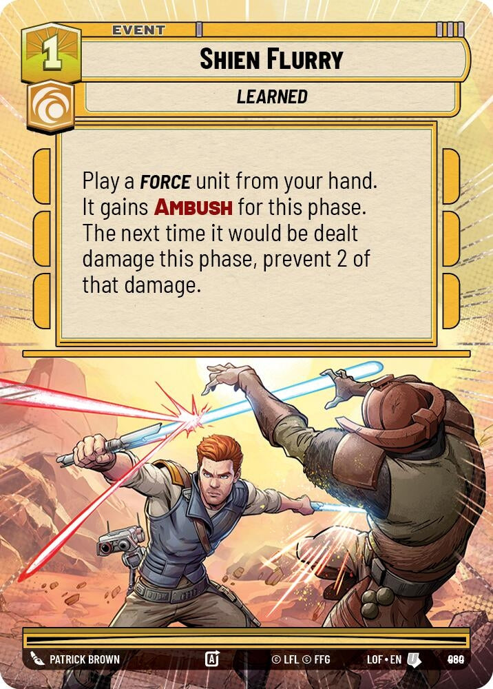 Image for Shien Flurry (Hyperspace Foil) (960) (Legends of the Force) - Star Wars: Unlimited