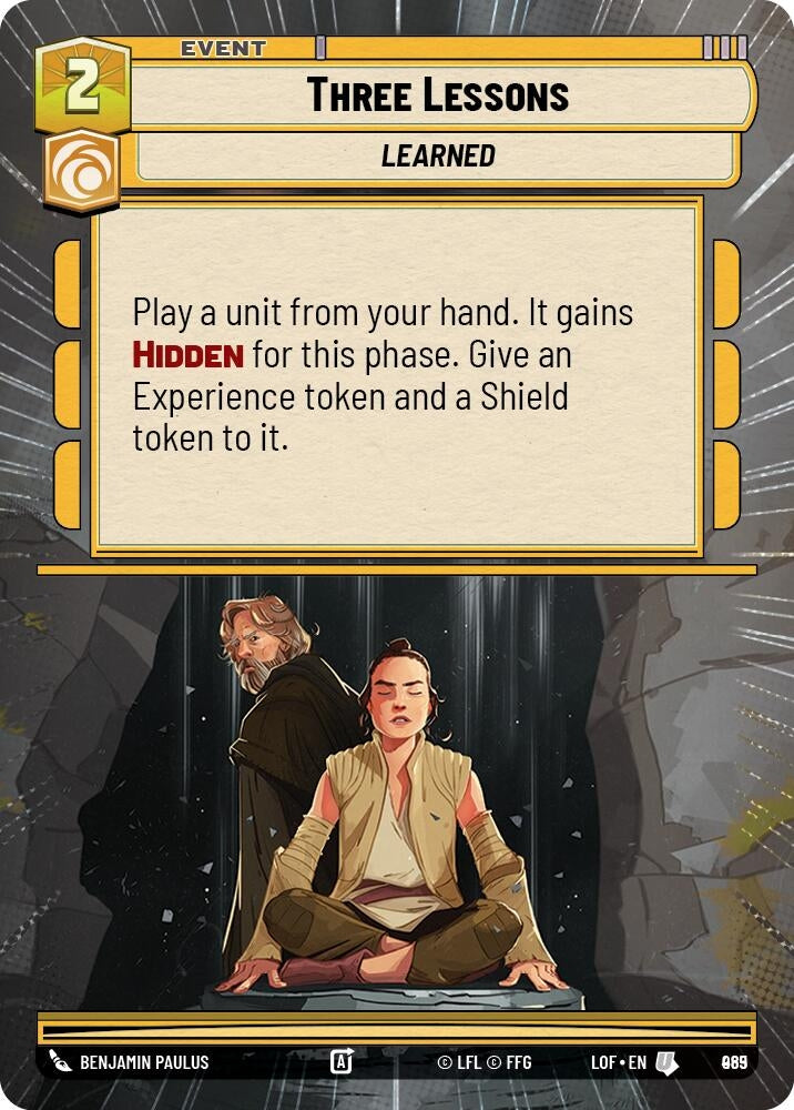 Image for Three Lessons (Hyperspace Foil) (965) (Legends of the Force) - Star Wars: Unlimited