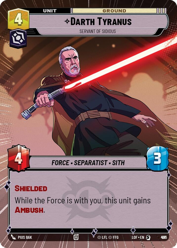Image for Darth Tyranus - Servant of Sidious (Hyperspace Foil) (971) (Legends of the Force) - Star Wars: Unlimited