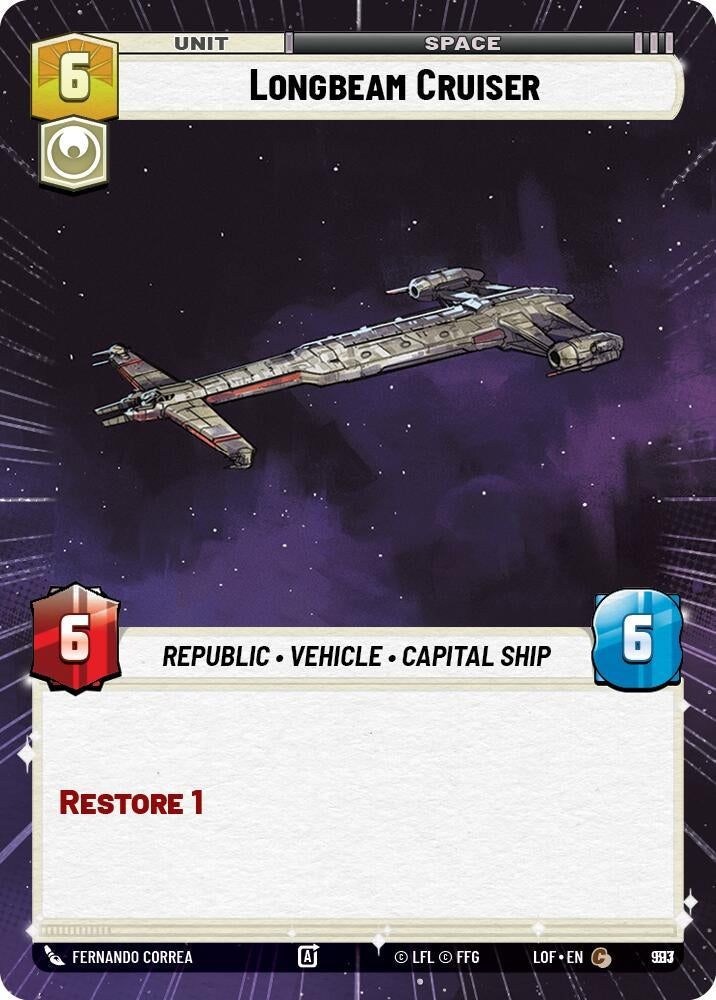 Image for Longbeam Cruiser (Hyperspace Foil) (993) (Legends of the Force) - Star Wars: Unlimited