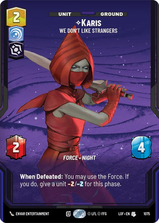 Image for Karis - We Don't Like Strangers (Prestige Foil) (1075) (Legends of the Force) - Star Wars: Unlimited