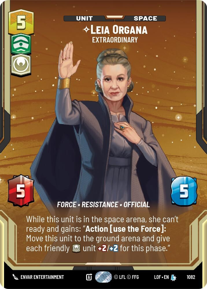 Image for Leia Organa - Extraordinary (Prestige Foil) (1082) (Legends of the Force) - Star Wars: Unlimited