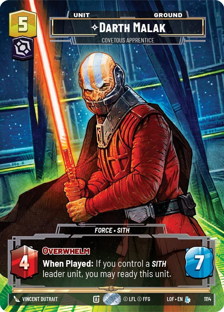 Image for Darth Malak - Covetous Apprentice (Prestige Foil) (1114) (Legends of the Force) - Star Wars: Unlimited