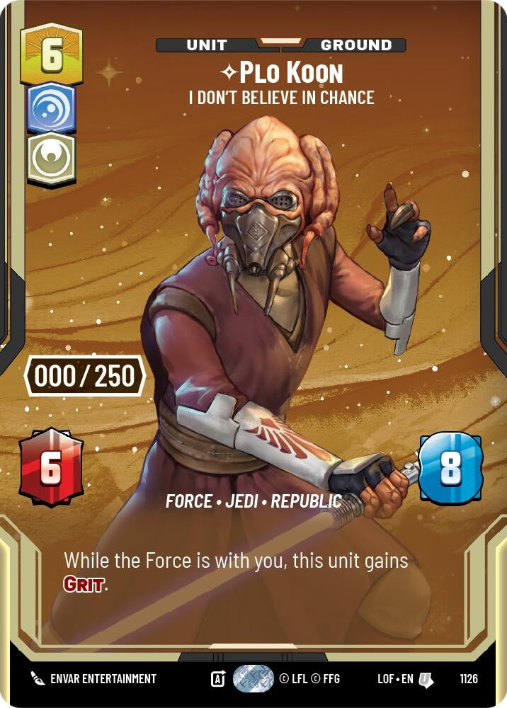 Image for Plo Koon - I Don't Believe in Chance (Serialized) (1126) (Legends of the Force) - Star Wars: Unlimited