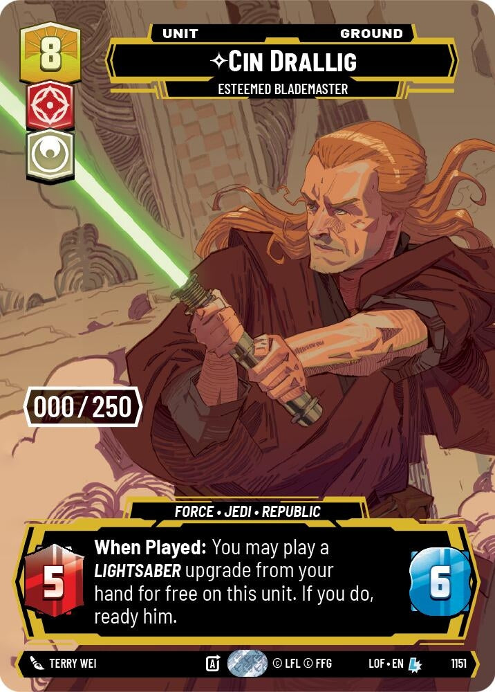 Image for Cin Drallig - Esteemed Blademaster (Serialized) (1151) (Legends of the Force) - Star Wars: Unlimited