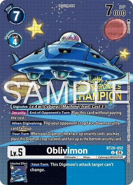 Image for Oblivimon (Regionals 25-26 Season 2 Champion) (BT20-052 U) (Release Special Booster 2.0) - Digimon Card Game