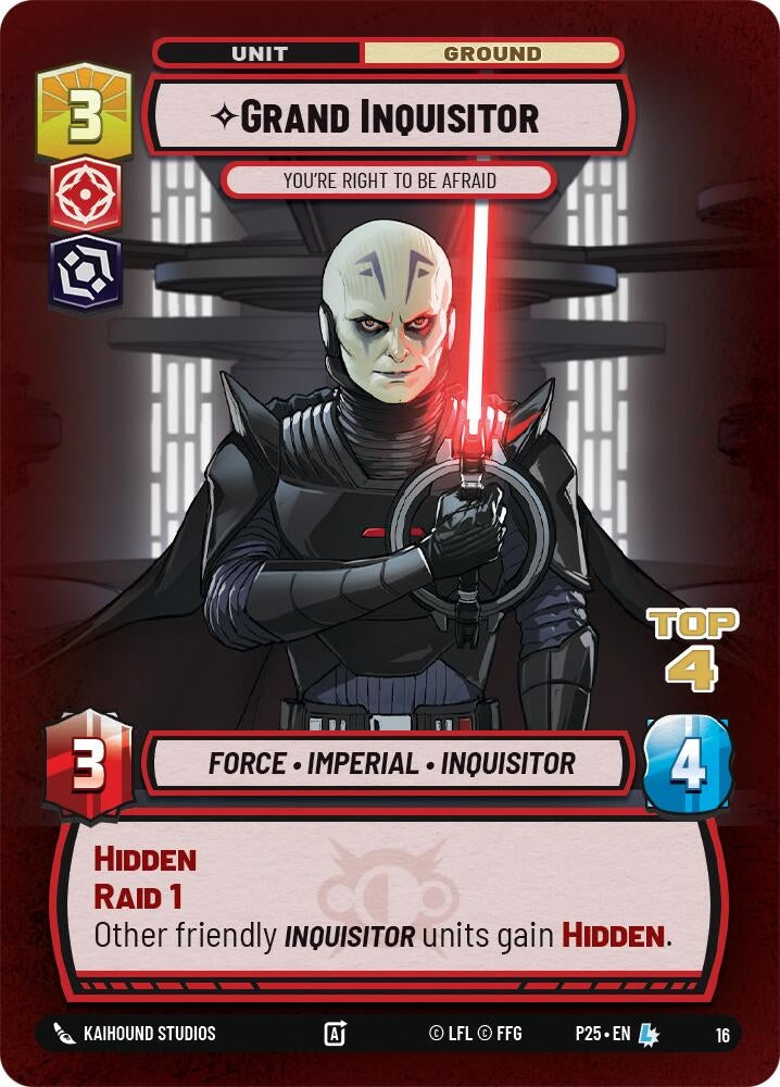 Image for Grand Inquisitor - You're Right to Be Afraid (Top 4) (16) (Organized Play Promos) - Star Wars: Unlimited
