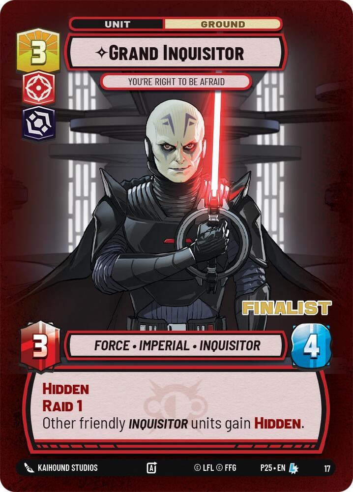 Image for Grand Inquisitor - You're Right to Be Afraid (Finalist) (17) (Organized Play Promos) - Star Wars: Unlimited