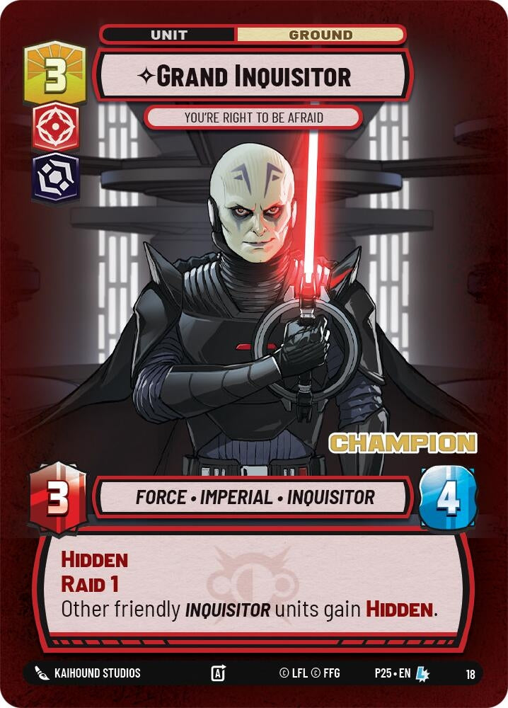 Image for Grand Inquisitor - You're Right to Be Afraid (Champion) (18) (Organized Play Promos) - Star Wars: Unlimited