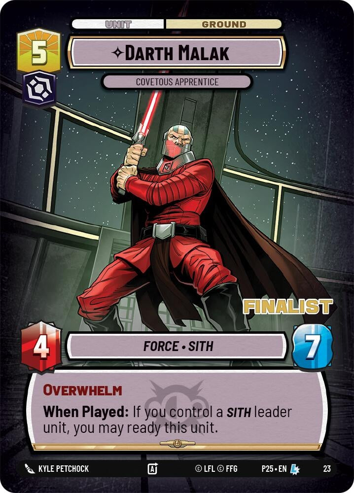 Image for Darth Malak - Covetous Apprentice (Finalist) (23) (Organized Play Promos) - Star Wars: Unlimited