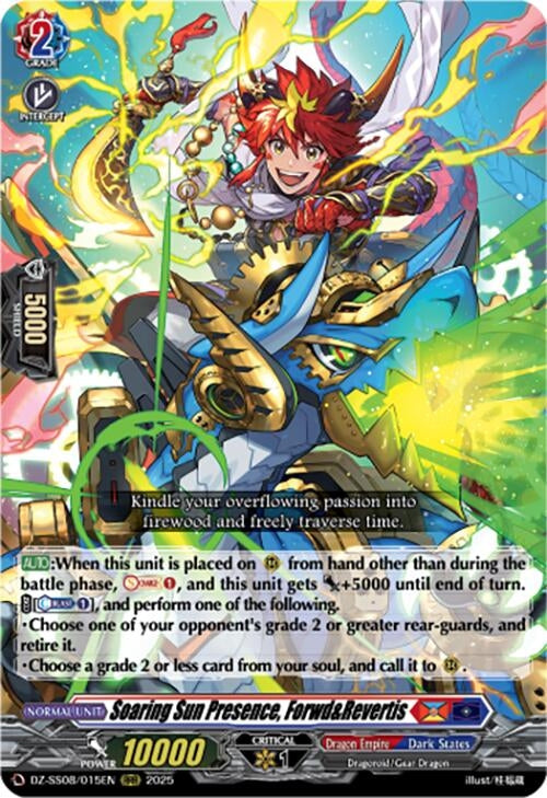 Image for Soaring Sun Presence, Forwd&Revertis (RRR) (DZ-SS08/015EN) (DZ-SS08: Festival Booster 2025) - Cardfight Vanguard