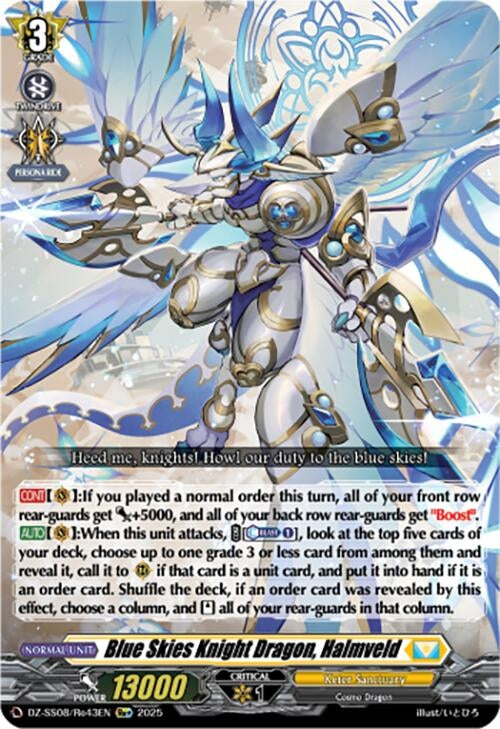 Image for Blue Skies Knight Dragon, Halmveld (Re+) (DZ-SS08/Re43EN) (DZ-SS08: Festival Booster 2025) - Cardfight Vanguard