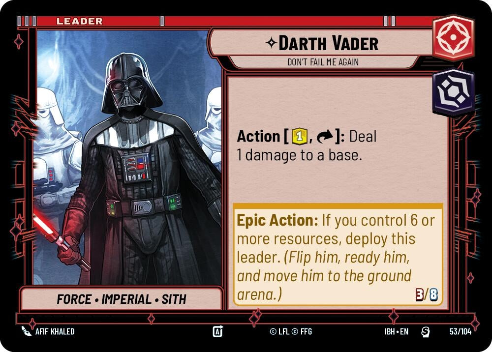 Image for Darth Vader - Don't Fail Me Again (53/104) (Intro Battle: Hoth) - Star Wars: Unlimited