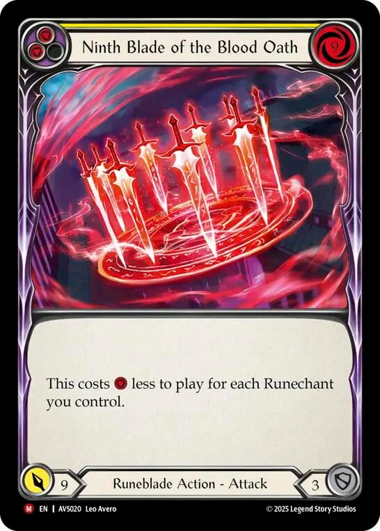 Image for Ninth Blade of the Blood Oath (Yellow) (AVS020) (Armory Deck: Legends Viserai) - Flesh and Blood TCG