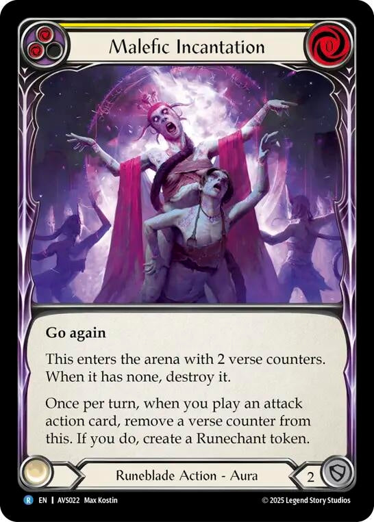 Image for Malefic Incantation (Yellow) (AVS022) (Armory Deck: Legends Viserai) - Flesh and Blood TCG