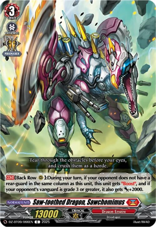 Image for Saw-toothed Dragon, Sawchomimus (DZ-BT09/066EN) (DZ-BT09: Super Brave Detonation) - Cardfight Vanguard