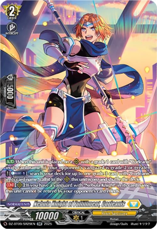 Image for Nebula Knight of Fulfillment, Corleanis (SR) (DZ-BT09/SR29EN) (DZ-BT09: Super Brave Detonation) - Cardfight Vanguard