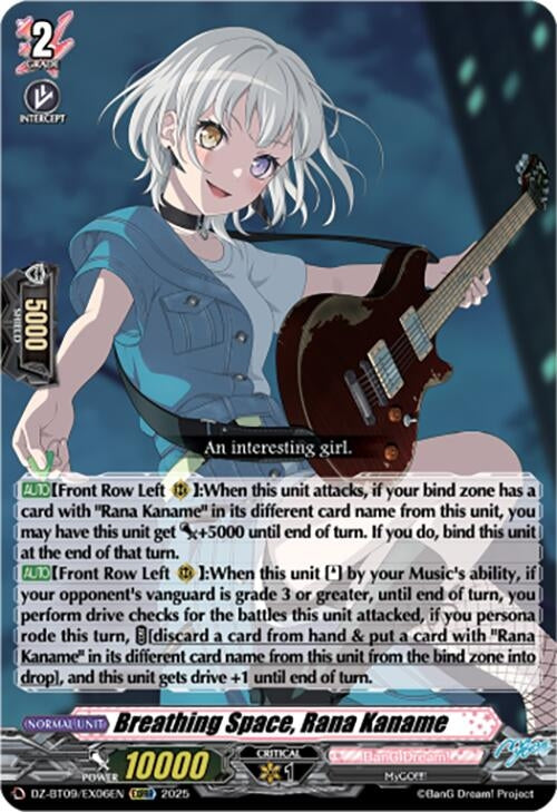 Image for Breathing Space, Rana Kaname (EXRRR) (DZ-BT09/EX06EN) (DZ-BT09: Super Brave Detonation) - Cardfight Vanguard