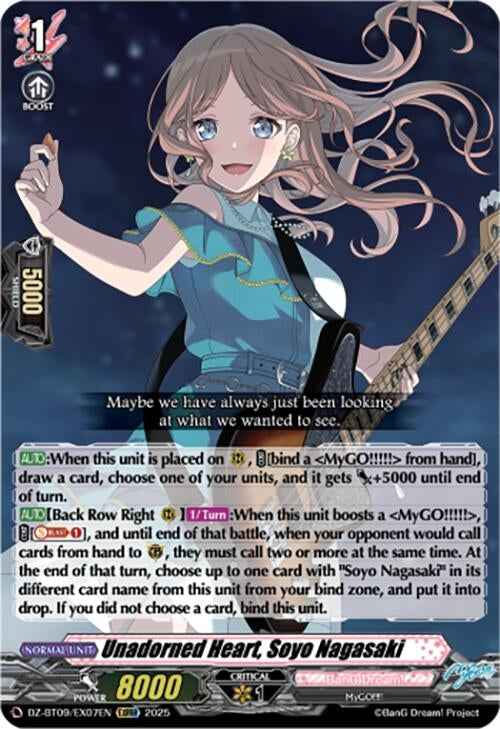 Image for Unadorned Heart, Soyo Nagasaki (EXRRR) (DZ-BT09/EX07EN) (DZ-BT09: Super Brave Detonation) - Cardfight Vanguard