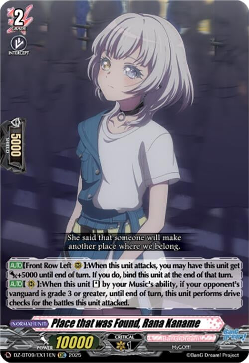 Image for Place that was Found, Rana Kaname (EXC) (DZ-BT09/EX11EN) (DZ-BT09: Super Brave Detonation) - Cardfight Vanguard