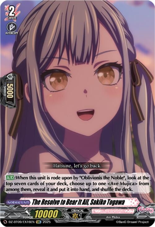 Image for The Resolve to Bear It All, Sakiko Togawa (EXC) (DZ-BT09/EX16EN) (DZ-BT09: Super Brave Detonation) - Cardfight Vanguard