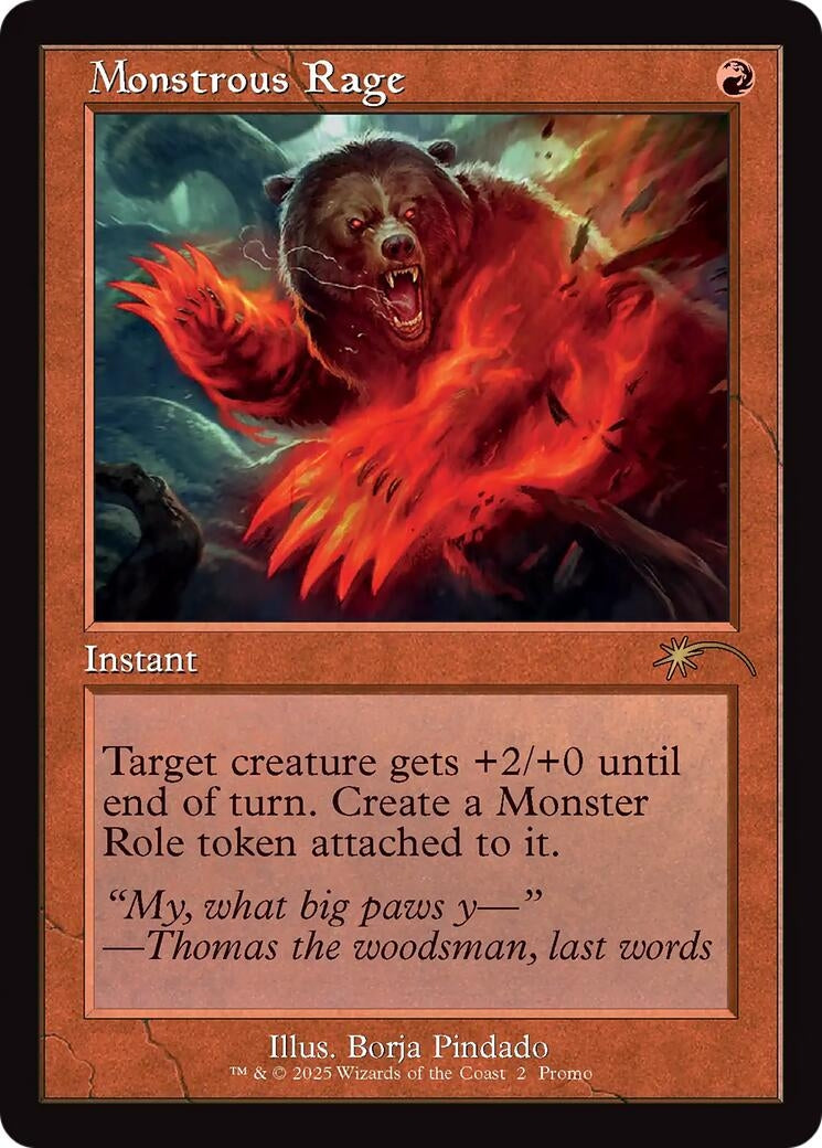 Image for Monstrous Rage (Retro Frame) (2) (WPN & Gateway Promos) - Magic: The Gathering