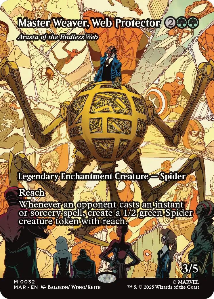 Image for Master Weaver, Web Protector - Arasta of the Endless Web (Borderless) (32) (Marvel Eternal-Legal) - Magic: The Gathering