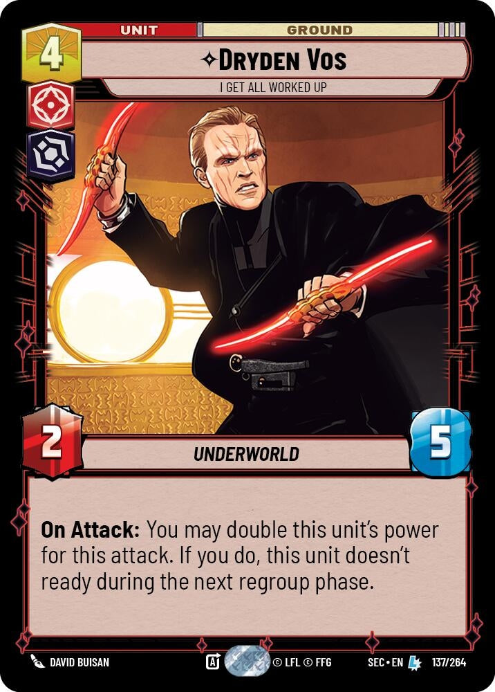 Image for Dryden Vos - I Get All Worked Up (137/264) (Secrets of Power) - Star Wars: Unlimited