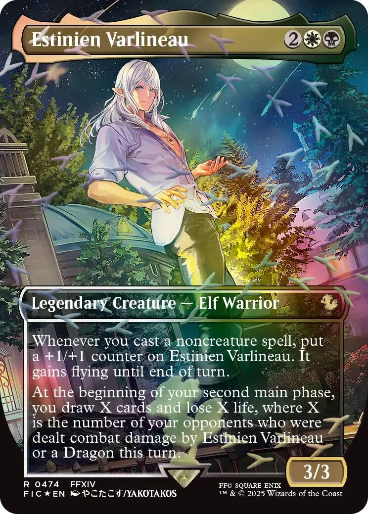 Image for Estinien Varlineau (Borderless) (Chocobo Track Foil) (474) (Commander: FINAL FANTASY) - Magic: The Gathering