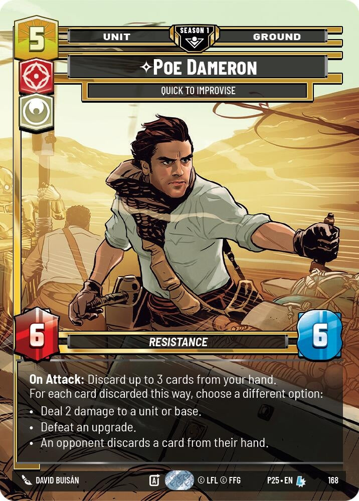 Image for Poe Dameron - Quick to Improvise (168) (168) (Sector and Regional Promos: Season 1) - Star Wars: Unlimited