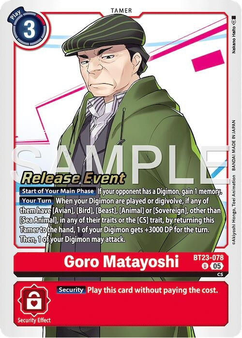 Image for Goro Matayoshi (BT23-078 U) (Hackers' Slumber Release Event Cards) - Digimon Card Game