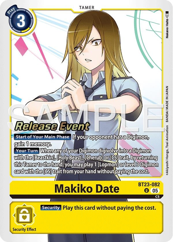 Image for Makiko Date (BT23-082 U) (Hackers' Slumber Release Event Cards) - Digimon Card Game