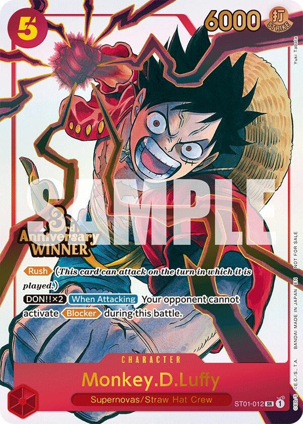 Image for Monkey.D.Luffy - ST01-012 (3rd Anniversary Winner) (ST01-012) (One Piece Promotion Cards) - One Piece Card Game