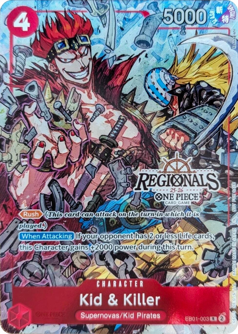 Image for Kid & Killer (CS 25-26 Regionals Textured Chase Promo) (EB01-003) (One Piece Promotion Cards) - One Piece Card Game