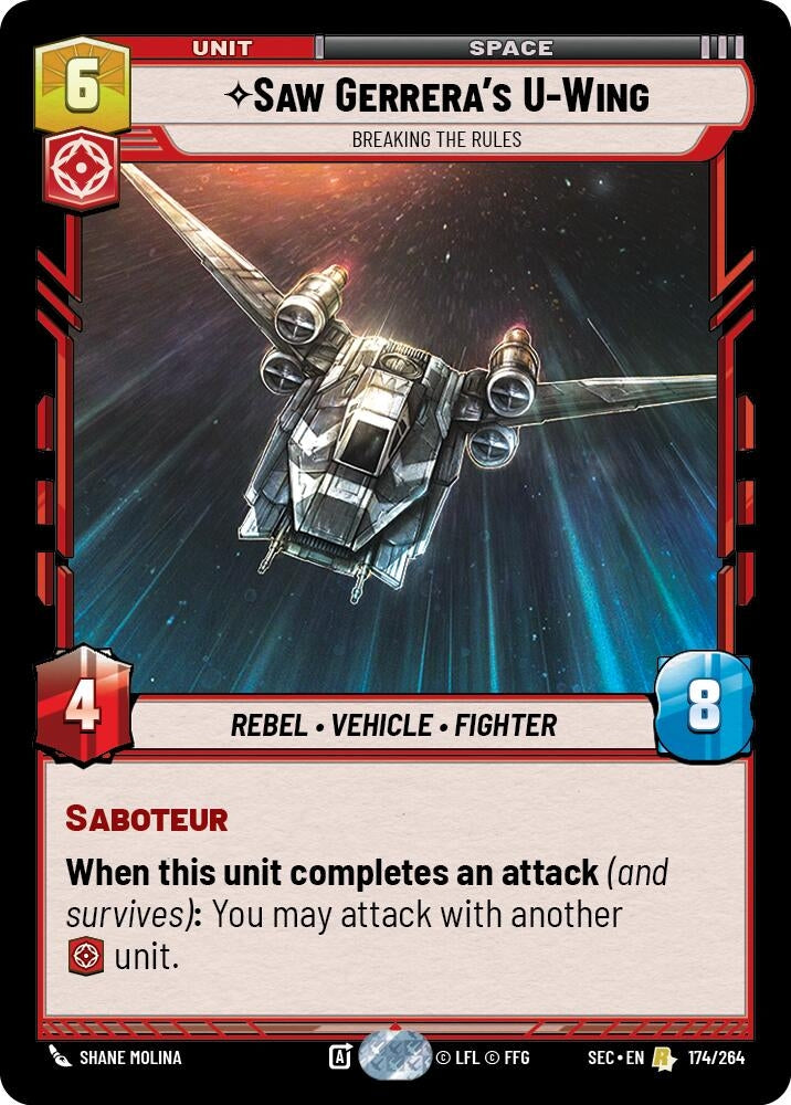 Image for Saw Gerrera's U-Wing - Breaking the Rules (174/264) (Secrets of Power) - Star Wars: Unlimited