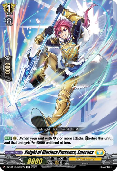 Image for Knight of Glorious Presence, Emeraus (DZ-BT10/099EN) (DZ-BT10: Dragonsoul Resonance) - Cardfight Vanguard