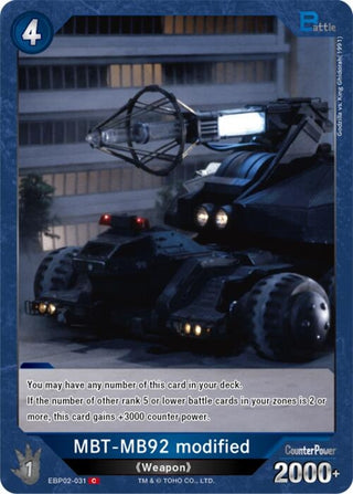 Image for MBT-MB92 modified (EBP02-031) (EBP02-031) (Booster Set 2: G: Monsters Raid Again) - Godzilla Card Game