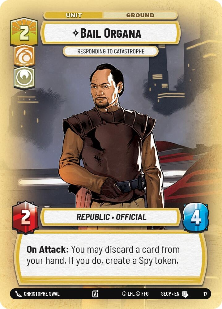 Image for Bail Organa - Responding to Catastrophe (Secrets of Power - Weekly Play Promos) - Star Wars: Unlimited