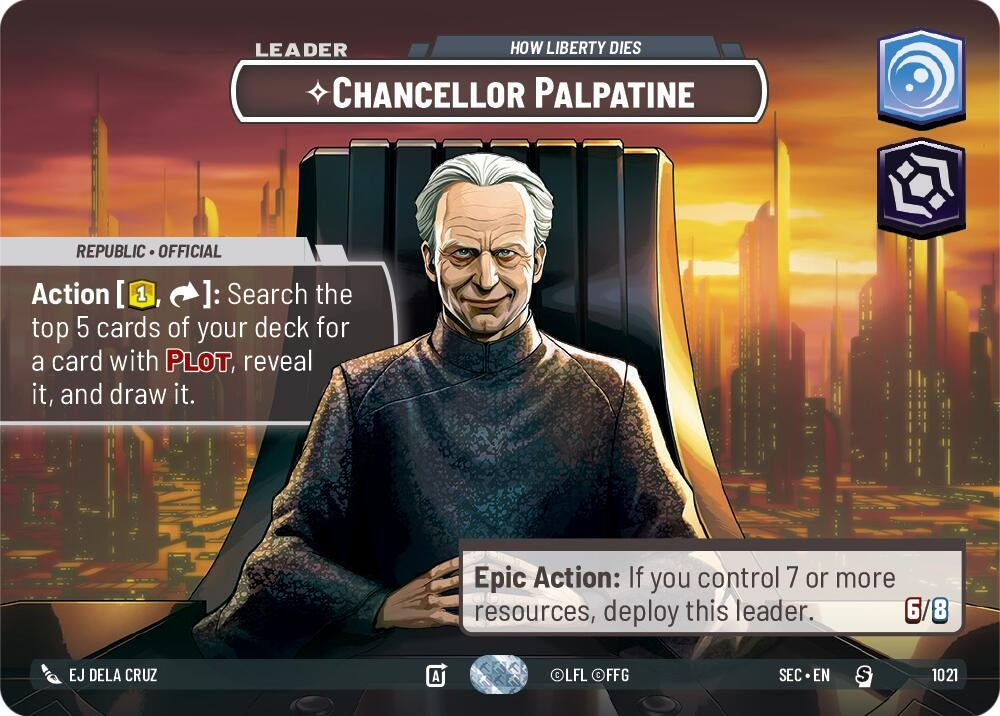 Image for Chancellor Palpatine - How Liberty Dies (Showcase) (1021) (Secrets of Power) - Star Wars: Unlimited